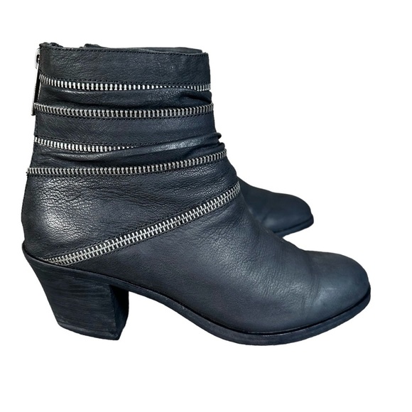 EILEEN FISHER Edgy Zip-Around Gunmetal Leather Boots - Picture 3 of 13